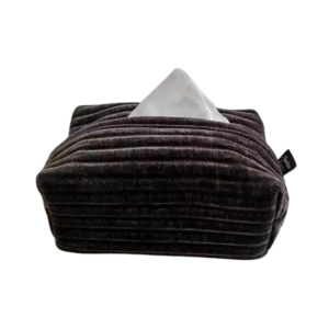 Boite à mouchoir en velour marron
