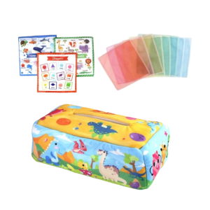 Boite à mouchoir bébé montessorie dinosaures