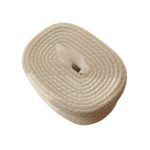 Boite à mouchoir en tissu blanc tissé main