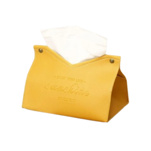 Boite à mouchoir design en cuir jaune - Sunshine