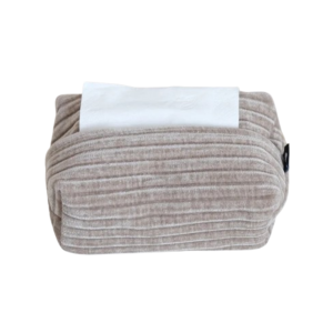 Boite à mouchoir en velour beige